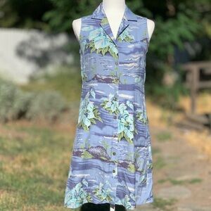 Tommy Bahama Silk Blue Floral Tropical Print Sleeveless Dress ~ Women’s 6